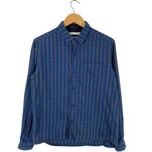 White Mountaineering SS2015 Cotton Check Flannel Shirt blue men's size 1 / S